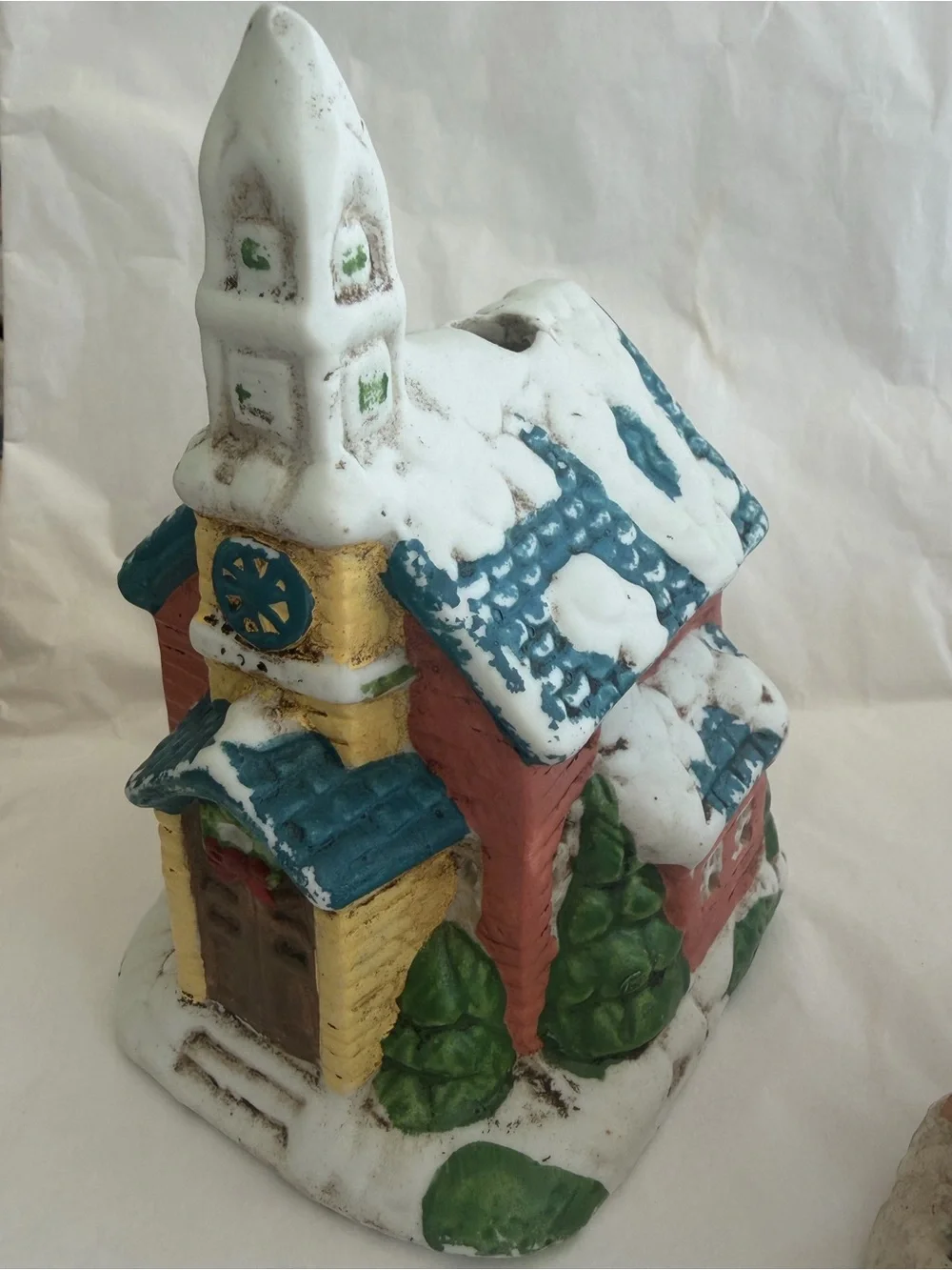 Set of 3 Vintage Christmas Village Houses – Church, Lighthouse & Cottage